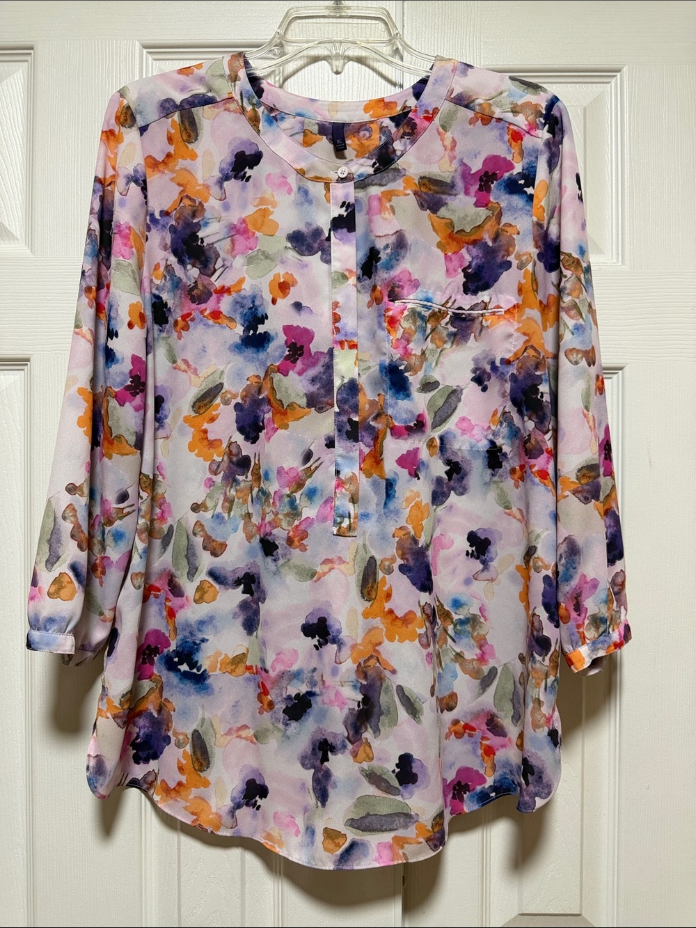 NYDJ Watercolor Floral Popover Blouse - Size X-Large